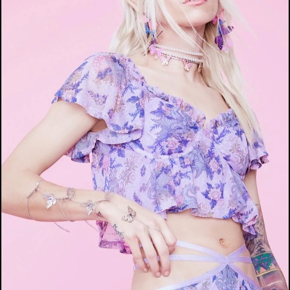 NWT Sugar Thrillz Flowy Dragon Print Top - Picture 2 of 7